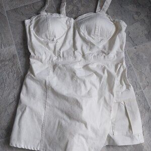 White zip up romper